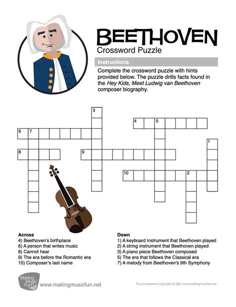 beethoven piano classic crossword